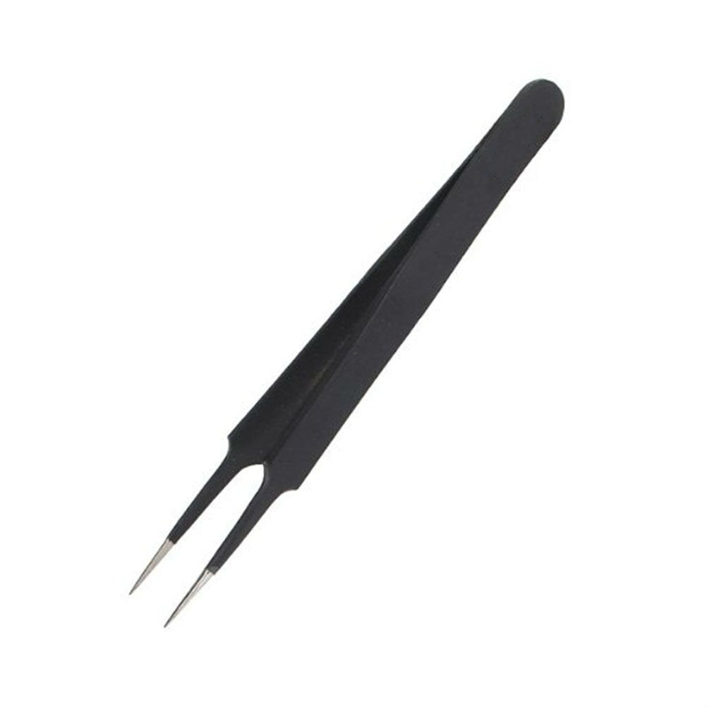 AKOAK 4 Pcs ESD Tweezers Set Anti-Static Tweezers Stainless Steel Tweezers for Eyelash Extension,Electronics, Jewelry-making - Straight and Curved Tip