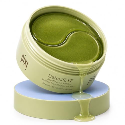 Pixi DetoxifEYE Depuffing Hydrogel Eye Patches with Cucumber, Hyaluronic Acid & Caffeine for Puffy Eyes and Dark Circles | Treats Tired Eyes