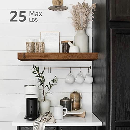 QEEIG Floating Wall Shelves – 16" Rustic Brown Set of 3 for Bathroom, Bedroom, Kitchen, Living Room & Farmhouse Decor