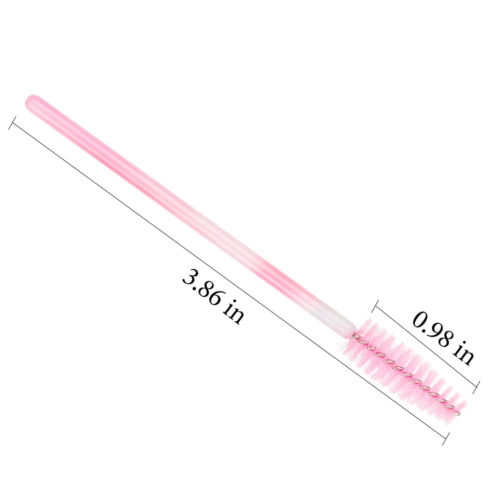 300 Pack Mascara Wands Disposable Eyelash Brush Spoolie Brush for Eyelash Extensions Lash Applicators Tool Kit, Pink