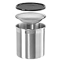 Oggi Stainless Steel Jumbo Grease Container with Removable Strainer and Snug Lid. Perfect container for fryer oil, bacon drippings, lard and ghee…