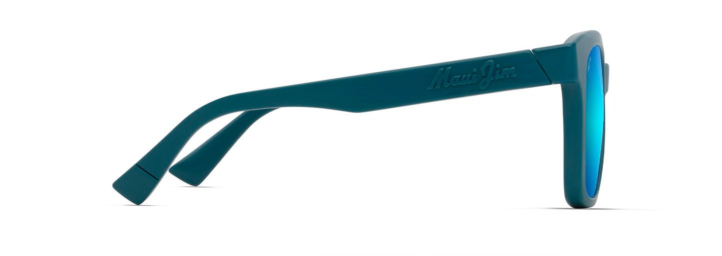 Maui Jim Men's & Women's Honua AF Polarized Cat Eye Sunglasses, Matte Petrol Blue/Blue Hawaii Polarized, Extra large