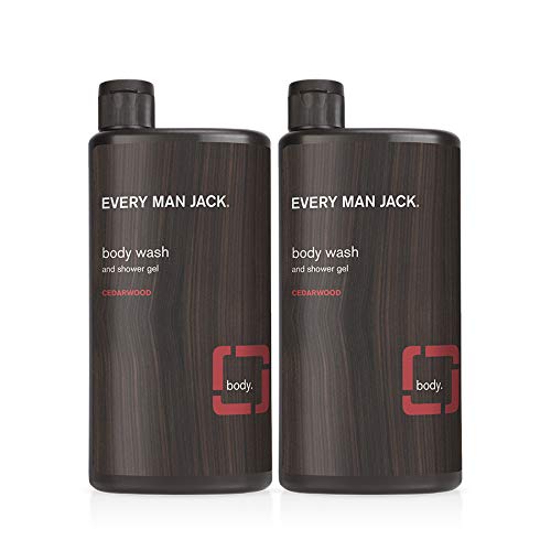 Every Man Jack Men's Body Wash - Cedarwood | 16.9-ounce Twin Pack - 2 Bottles Included | Naturally Derived, Parabens-free, Pthalate-free, Dye-free