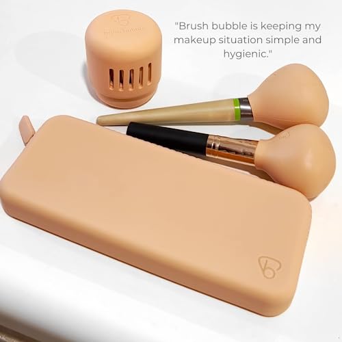 Brush Bubble Silicone Makeup Brush Holder Travel Case – Green 7.8"x3.15"x1", Protective Organizer for Brush Sets & Makeup Tools