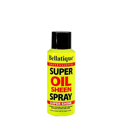 BELLATIQUE Super Oil Sheen Spray - Super Shine. Lightweight, Hydrating, Anti-Frizz, Non-Greasy, Revitalizing, Soothes, Long Lasting, Deep