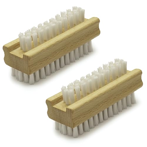 Konex Non-Slip Wooden Two-sided Hand and Nail Brush - Stiff Bristle Fingernail Brushes for Cleaning Under Nails - Heavy Duty Fingernail Brush Beauty and Personal Care KONEX Default Title