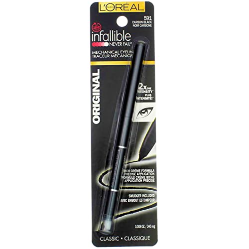 L’Oreal ParisInfallible Never Fail Eyeliner, Carbon Black [591], 0.008 oz (Pack of 2)