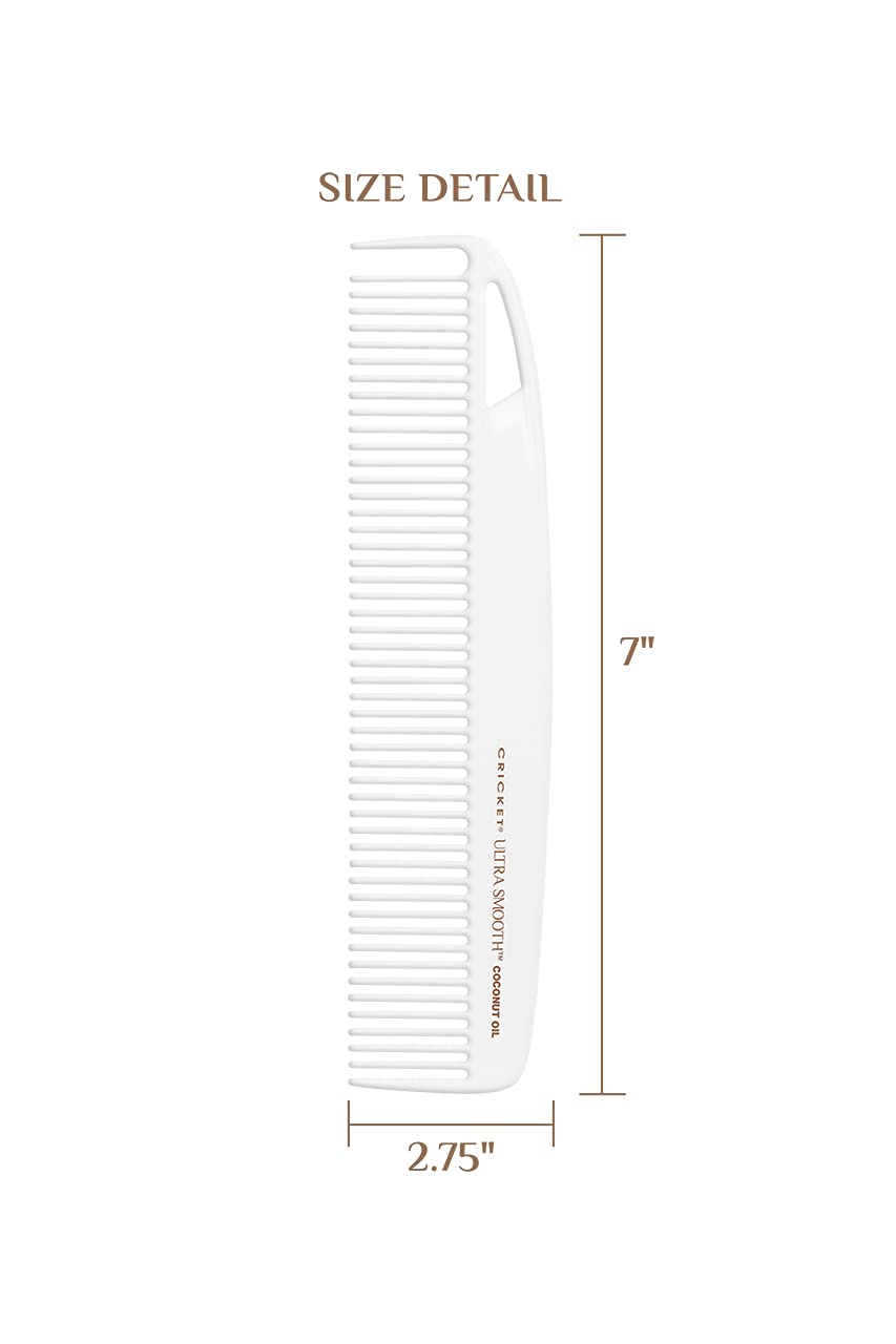 Cricket Ultra Smooth Coconut Dressing Comb - Infused with Coconut Oil & Keratin for Frizz-Free Shine, Ideal for Styling, Smoothing, and Cutting