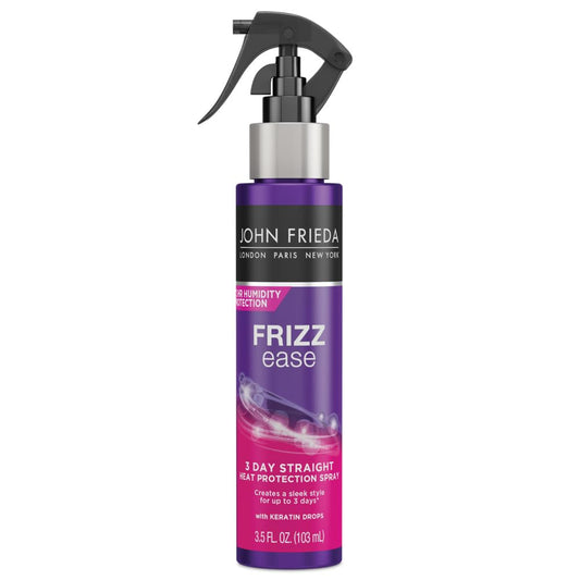 John Frieda Frizz Ease 3-day Flat Iron Spray, 3.5 Ounce Heat-activated Straightening Spray, to Block Out Frizz, with Keratin Protein