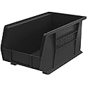 Akro-Mils 30240 AkroBins Plastic Storage Bins, Space-Saving Stackable Bins for Garage, Pantry, Craft Organization, 15" x 8" x 7", Black, 12-Pack