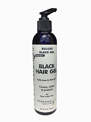 POWERHAIR Hair Gel, Subtle cover for gray hair, alcohol free, perfect hold, 8 Fl oz.(Black/Red/Brown) (BLACK for gray hair)