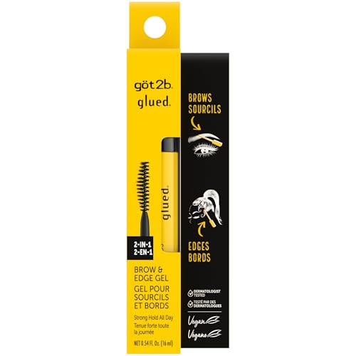 got2b Glued 2-in-1 Brow Gel & Edge Control, 0.54 Fl Oz, Strong Hold Styling Eyebrow Gel and Hair Mascara for Flyaways and Frizz with Castor Oil