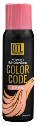 BTL Professional BTL Color Code Temporary Hair Color Spray-On! Vibrant & Easy to Wash | Fast Drying (3oz/80g) (Sexy Pink, 3oz/80g)