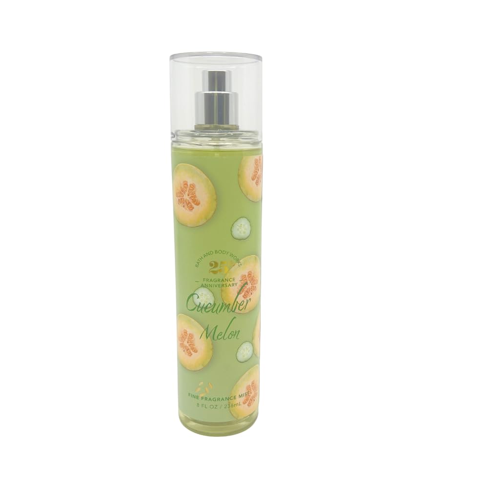 Bath & Body Works CUCUMBER MELON Fine Fragrance Mist 8 fl oz Gift Set with a Red Bow for Holiday & Gifts Pack of 3 - Limited Edition