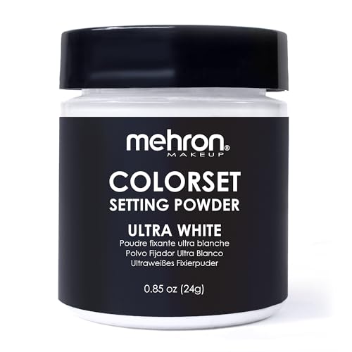 Mehron Makeup Colorset Setting Powder | Talc Free | White Loose Setting Powder for Cosplay, Face & Body Paint, and Cream Makeup .85 oz (24 g) (Ultra