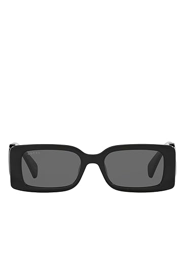 Gucci Women's Chaise Lounge Narrow Rectangular Sunglasses, Black-Black-Grey, One Size