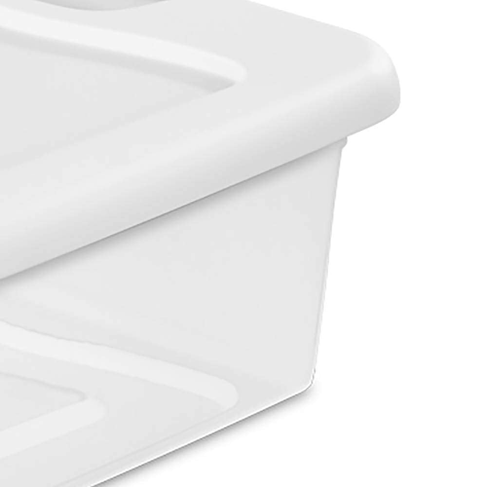 Sterilite 14968006 32 Quart White/Clear Plastic Storage Box With Blue Aquarium Latches