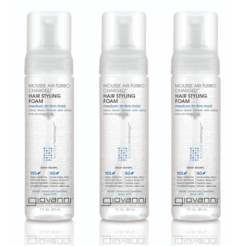 GIOVANNI Mousse Air-Turbo Charged, Hair Styling Foam - Lightweight for Natural Curls, Medium to Firm Hold, Add Texture & Shine, Curly Hair Products