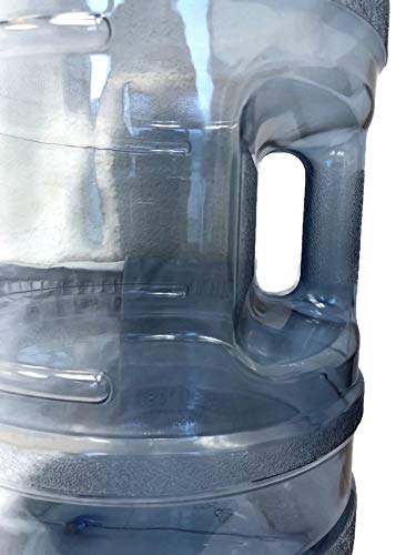 AquaNation 5 Gallon Food Grade Safe Plastic Reusable Water Bottle Jug Canteen Container with 48mm Screw On Top Lid with Handle (Made in USA)