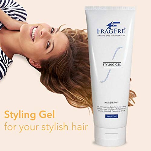 FRAGFRE Styling Gel Fragrance Free 8 oz Medium Hold - Hair Styling Gel for Sensitive Skin - Hypoallergenic Parabens Free - Gluten Free Vegan Cruelty