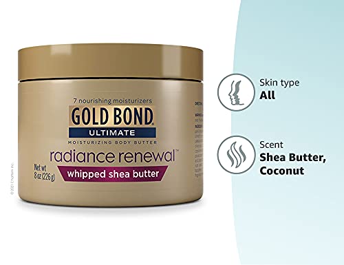 Gold Bond Ultimate Radiance Renewal Whipped Shea Butter, Moisturizing Body Butter, 8 oz