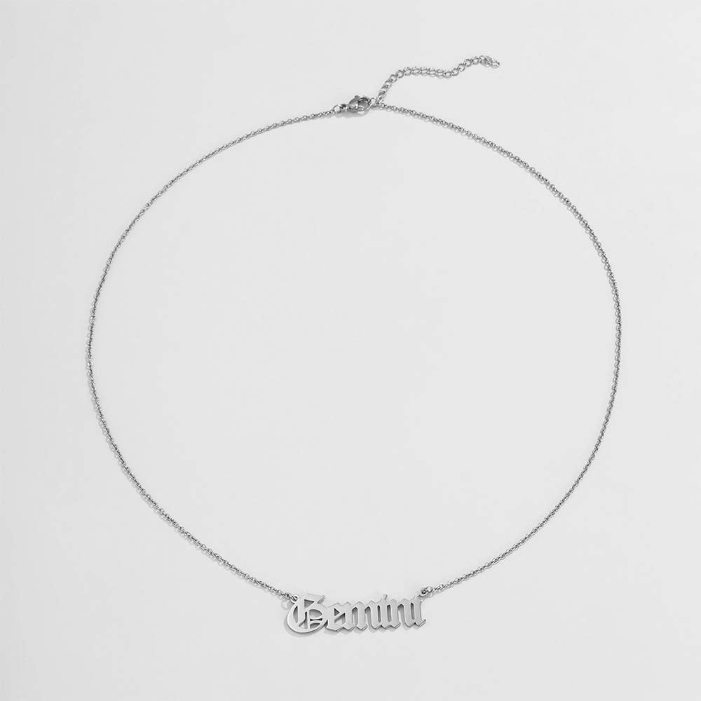 Aimimier Constellation Necklace Gemini Necklace Astrology Jewelry Personalized Name Gift for Girlfriend Women (Silver)