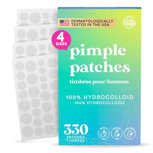LivaClean 330 CT Pimple Patches for Face - 100% Hydrocolloid Acne Patches - Four Sizes - Acne Dots Zit Stickers - Hydrocolloid Patch Pimple Patch Beauty and Personal Care LivaClean Default Title