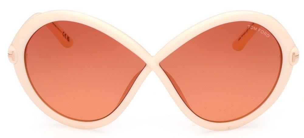Tom Ford Sunglasses FT 1070 Jada 25T Shiny Ivory, t Logo/Gradient Burgundy T