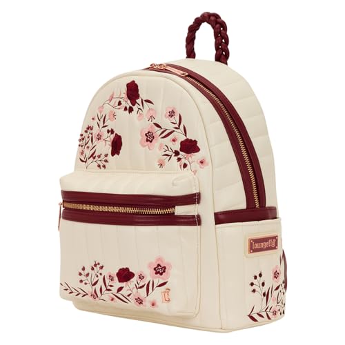 Loungefly Cream & Red Floral Mid-Size Backpack