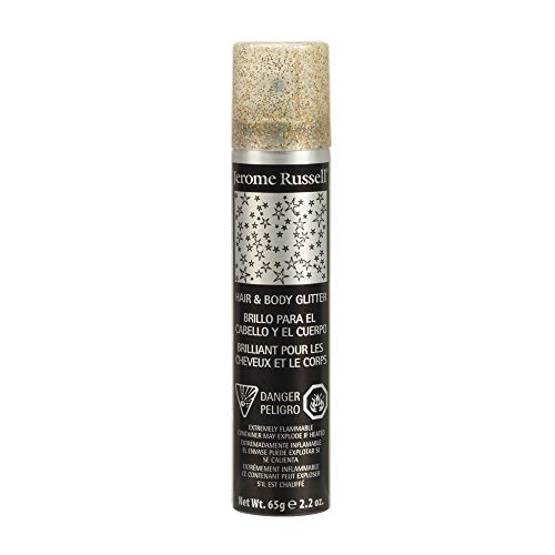 Jerome Russell Temporary Hair and Body Glitter Color Spray, Travel Spray, Lightweight, Adds Sparkly Shimmery Glow, Perfect to use On Hair, Skin, or