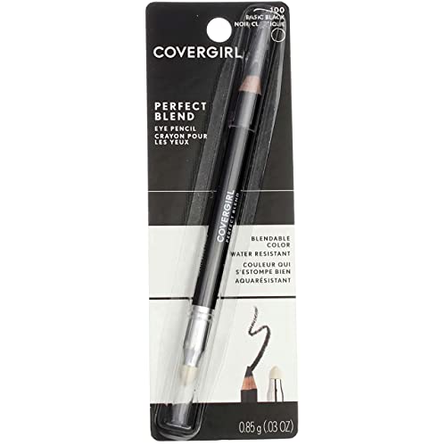 CoverGirl Perfect Blend Eye Pencil, Basic Black [100], 0.03 oz (Pack of 7)