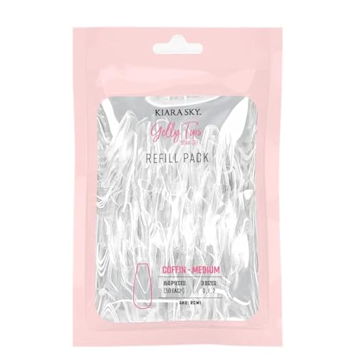 Kiara Sky Gelly Tip Refill Packs - Soak Off Soft Gels - Coffin Shape (Medium Length) (Sizes 0, 1, 2) Beauty & Personal Care KIARA SKY
