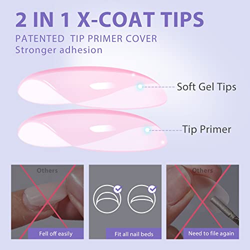 BTArtbox XCOATTIPS Natural Nail Tips - Extra Short Square Press On Nails Pink, Long Lasting Soft Gel Nails False Nail, Soak Off Acrylic Fake Nails Beauty and Personal Care BTArtbox
