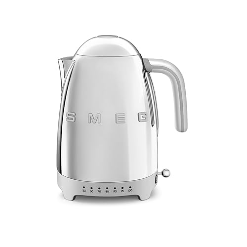 SMEG 7-Cup Variable Temperature Electric Kettle - Retro Style Aesthetic with Advanced Technology - Stainless Steel, 1400W, 120V, 360° Swivel Base…
