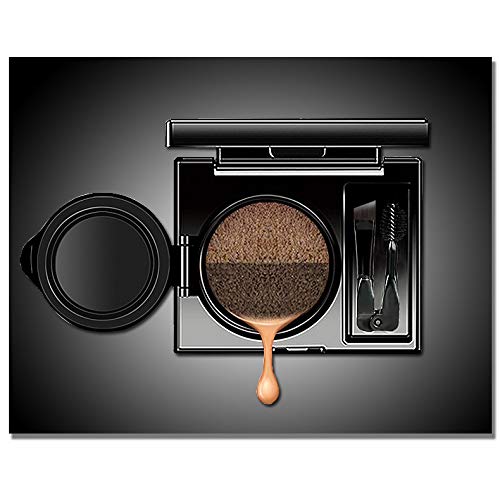 2 Colors Waterproof Air Cushion Eyebrow Cream Powder Makeup with Duo 2 End Eyebrow Brushes (Dark Brow Set)