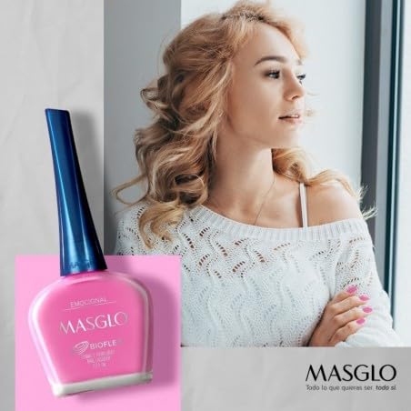 MASGLO Traditional Nail Polish 0.5 Fl. Oz. 3 piece kit with NUTRITIVE ROSE BASE, color EMOCIONAL and TOPCOAT GEL Beauty & Personal Care MASGLO