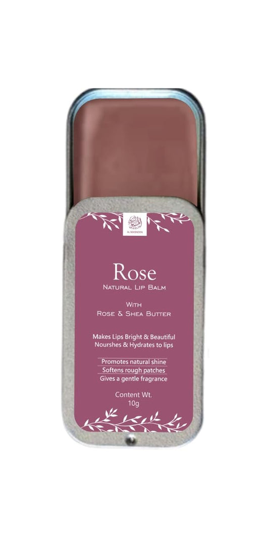 AL MASNOON 100% Natural Rose Lip Balm with Shea Butter & Rose Extract - Nourishing & Moisturizing 10g Pack, No Color Added for Soft, Smooth Lips Beauty and Personal Care al masnoon