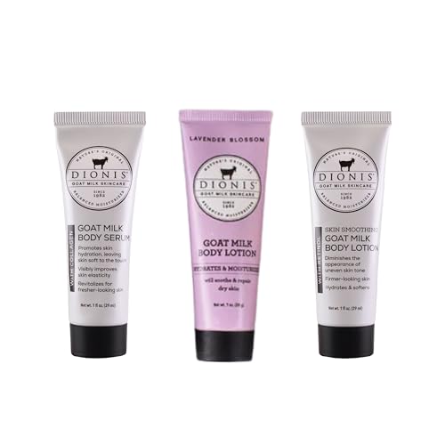Dionis Goat Milk Lavender Blossom Lotion, Body Lotion with Retinol, and Body Serum with Collagen Hydration Kit