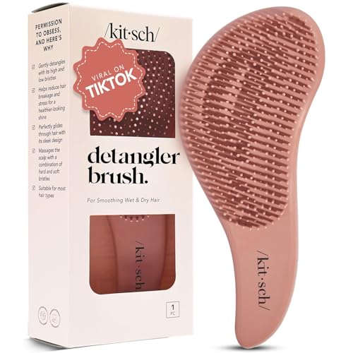 Kitsch Detangler Brush - Gentle Curly Hair Brush with Flexible Bristles for All Hair Types - Wet or Dry | Detangling Hair Brushes for Women & Men