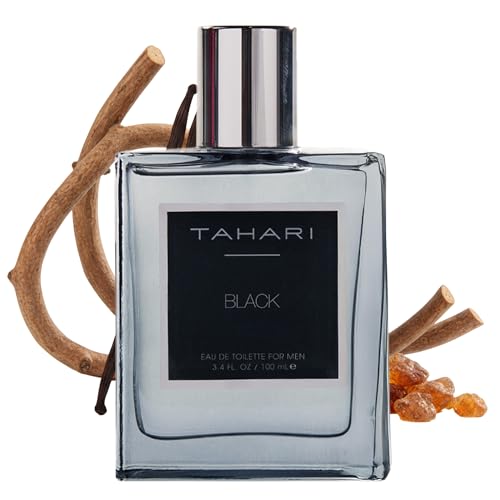 TAHARI Black Eau de Toilette for Men - Long-Lasting Luxury Cologne with Rum, Leather & Tobacco Scent - Bold, Rich Unforgettable Men’s Fragrance Spray