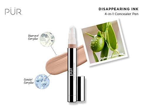 PÜR MINERALS Disappearing Ink 4-in-1 Concealer Pen, Tan, 0.12 Fl Oz (Pack of 1)