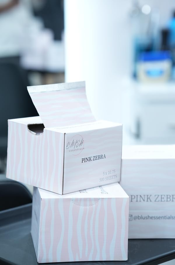 Blush Essential Pink Zebra Hair Salon Aluminum Foils - 500 Sheets, 5in x 10.75in - Tin Foil for Highlighting, Balayage, and Hair Color, Cute Hair