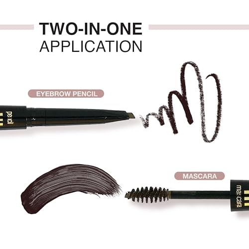 EBIN NEW YORK Secret of Pharaoh Dual Eyebrow Pencil & Mascara Natural Espresso | 2-in-1 Brow Pencil & Gel | Water-Resistant, Long-Lasting, Natural