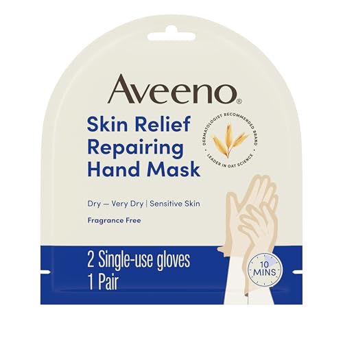 Aveeno Skin Relief Repairing Hand Mask, Moisturizing Gloves with Triple Oat & Shea Butter for Very Dry Skin, Hand Care for Sensitive Skin Beauty and Personal Care Aveeno Default Title