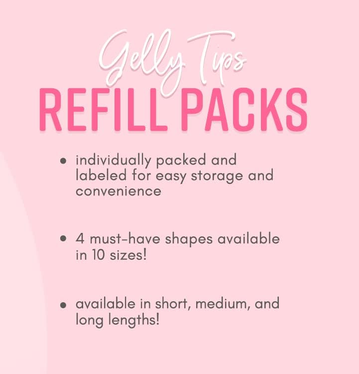 Kiara Sky Gelly Tips Refill Packs - Soak Off Soft Gels - Almond Shape (Medium Length) (Sizes 0, 1, 2) Beauty & Personal Care KIARA SKY