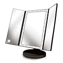 Beautyworks Backlit Makeup Vanity Mirror 36 LED Lights Touch-Screen Light Control, Tri-Fold 1/2/3X Magnification, Portable High-Definition Cosmetic