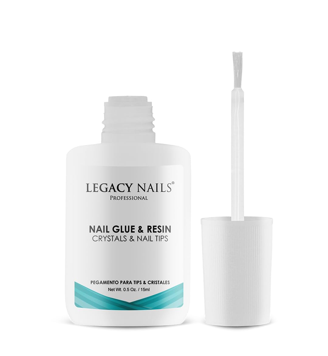 Legacy Nails Professional Nail Glue & Resin 0.5oz Brush-on; Ultra-Strong Adhesive for Nail Repairs, Tips & Extensions, Quick-Drying, Professional