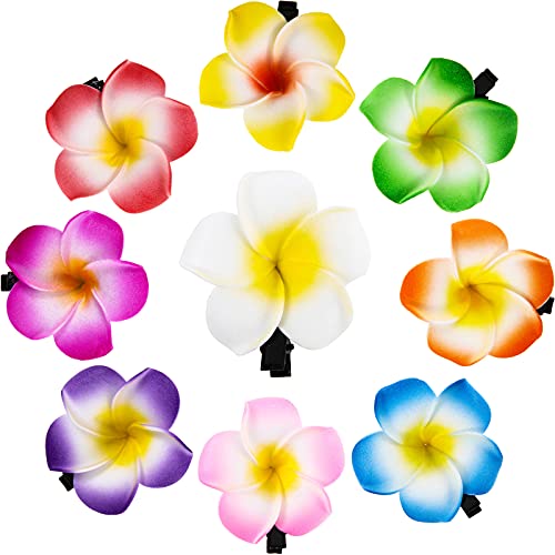 WILLBOND 36 Pieces Hawaiian Flower Hair Clips Plumeria Foam Hair Clips Artificial Frangipani Tropical Flower Hairpin for Bridal Wedding Luau Beach