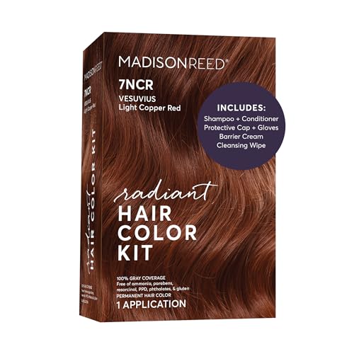 Madison Reed Radiant Hair Color Kit - 7NCR Light Copper Red (Vesuvius Red), Salon-Quality Permanent Hair Dye, Superior Gray Coverage & Dimensional