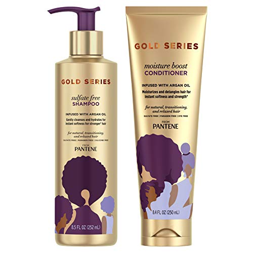 Pantene Shampoo and Sulfate Free Conditioner Kit, with Argan Oil, Pro-V Gold Series, for Natural and Curly Textured Hair, 16.9 fl oz, Kit Beauty and Personal Care Pantene Default Title